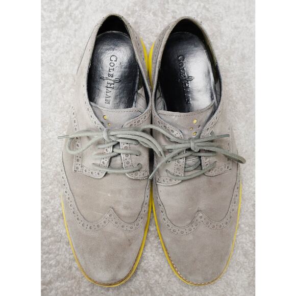 Cole Haan Lunargrand Gray Suede Yellow Sole Wingtip Shoes Mens Size 11 main image 13